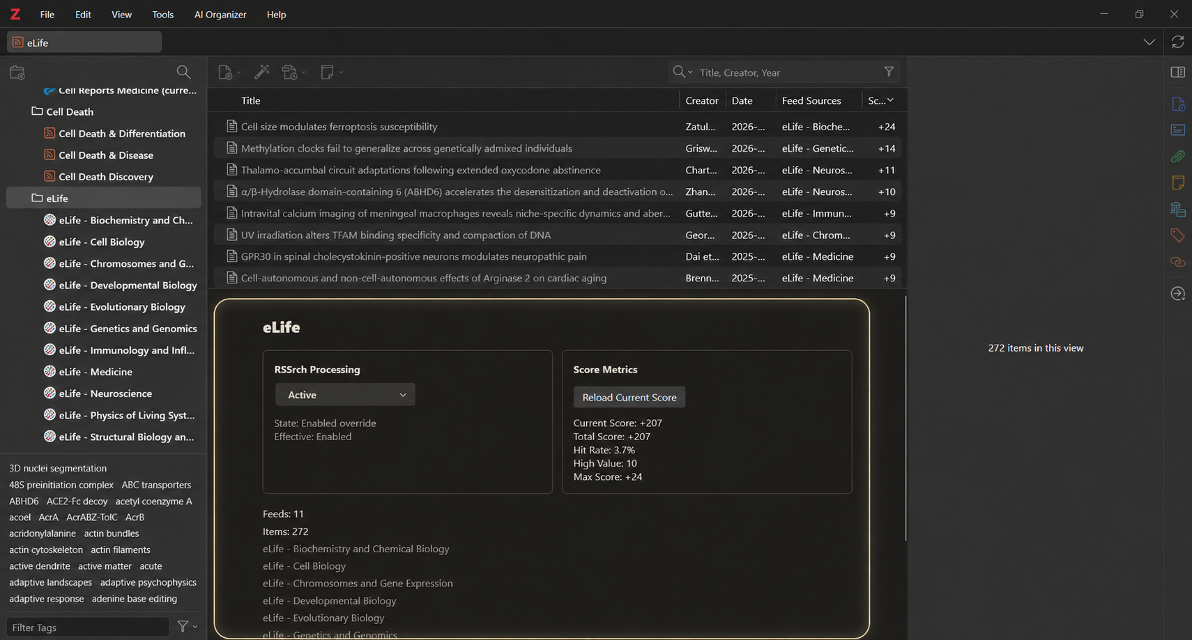 RSSrch Folder Panel