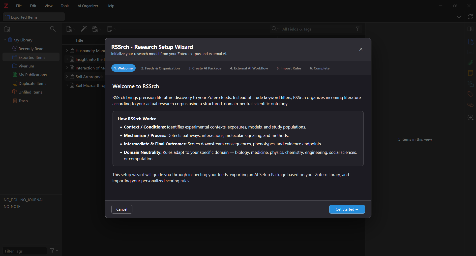 RSSrch Research Setup Wizard